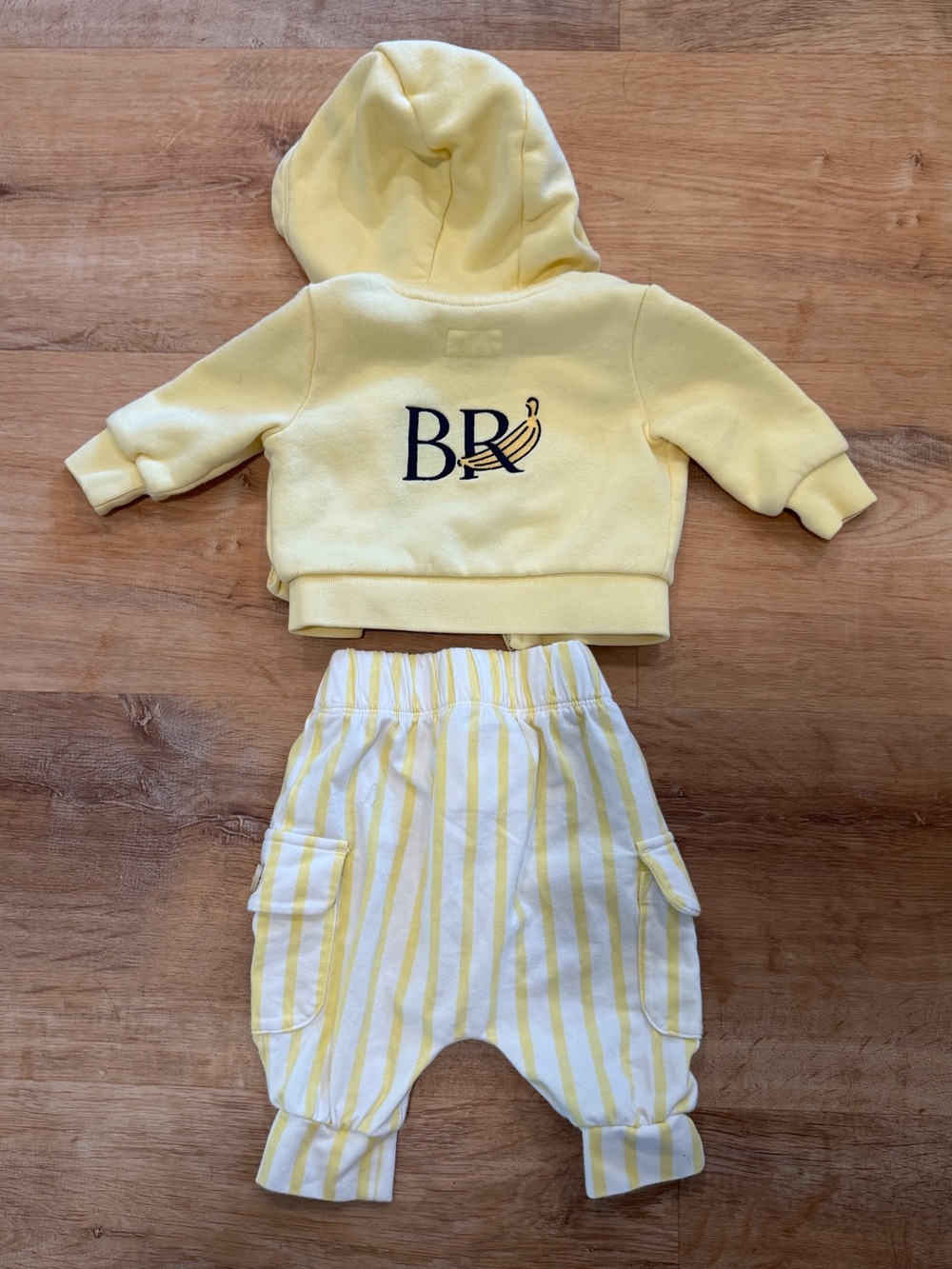 Banana Republic Yellow Hoodie with Yellow & White Striped Joggers